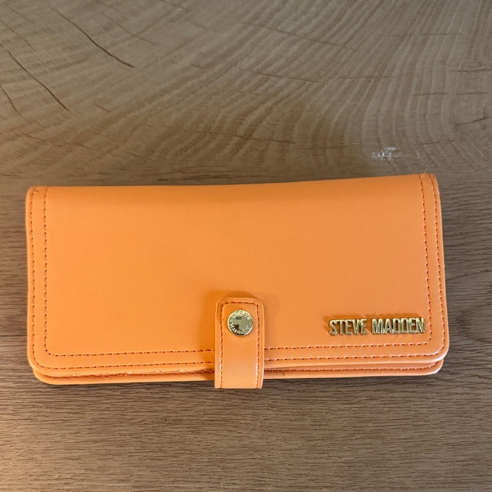 Steve Madden Vibrant Orange Wallet with Gold Accent